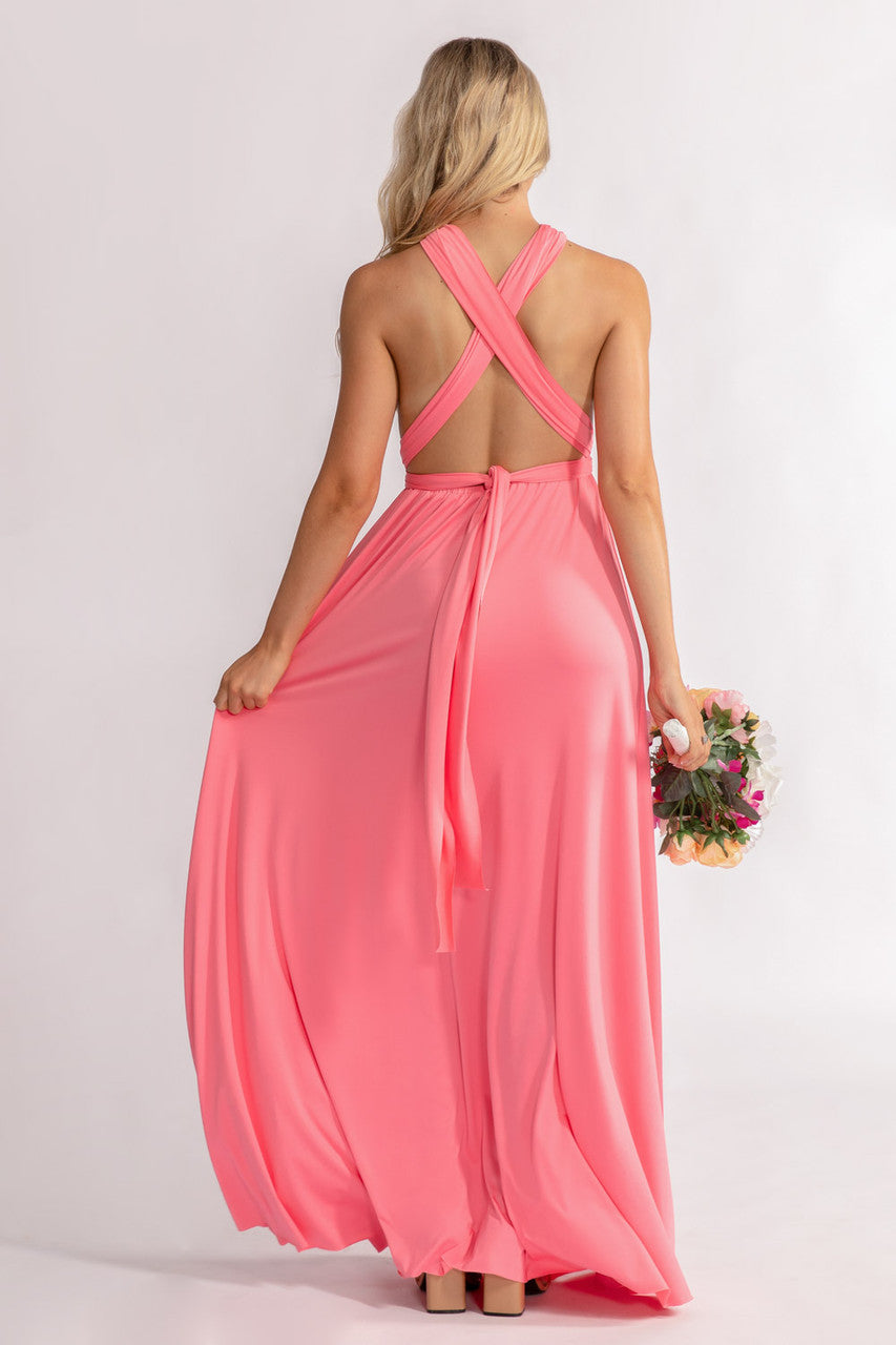 Flamingo Pink Classic Infinity Multiway Dress for formal and bridesmaids dresses