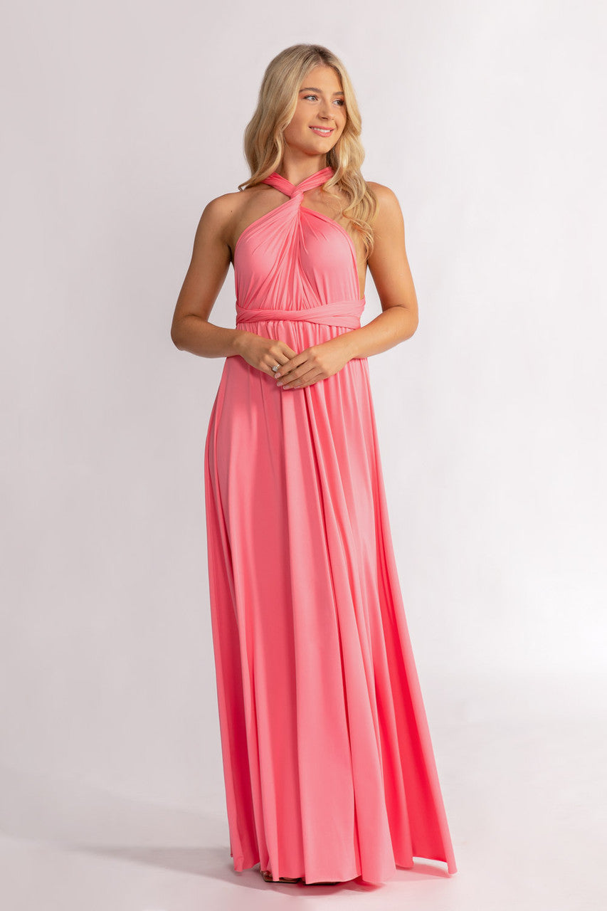 Flamingo Pink Classic Infinity Multiway Dress for formal and bridesmaids dresses