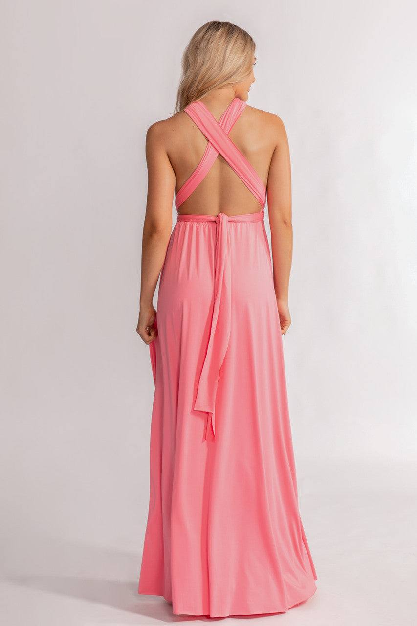 Flamingo Pink Classic Infinity Multiway Dress for formal and bridesmaids dresses