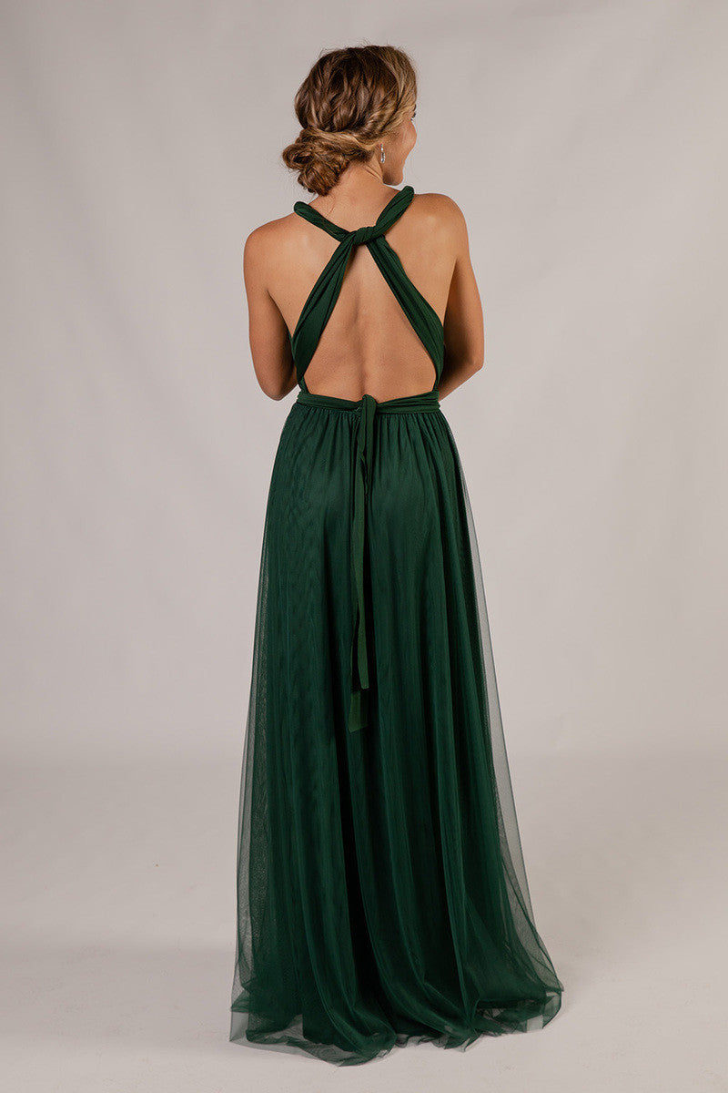 Tulle Overlay Skirt For Classic Multiway Dress in Hunter Green | Model Chic Tulle Overlay Skirt For Classic Multiway Dress in Hunter Green | Model Chic