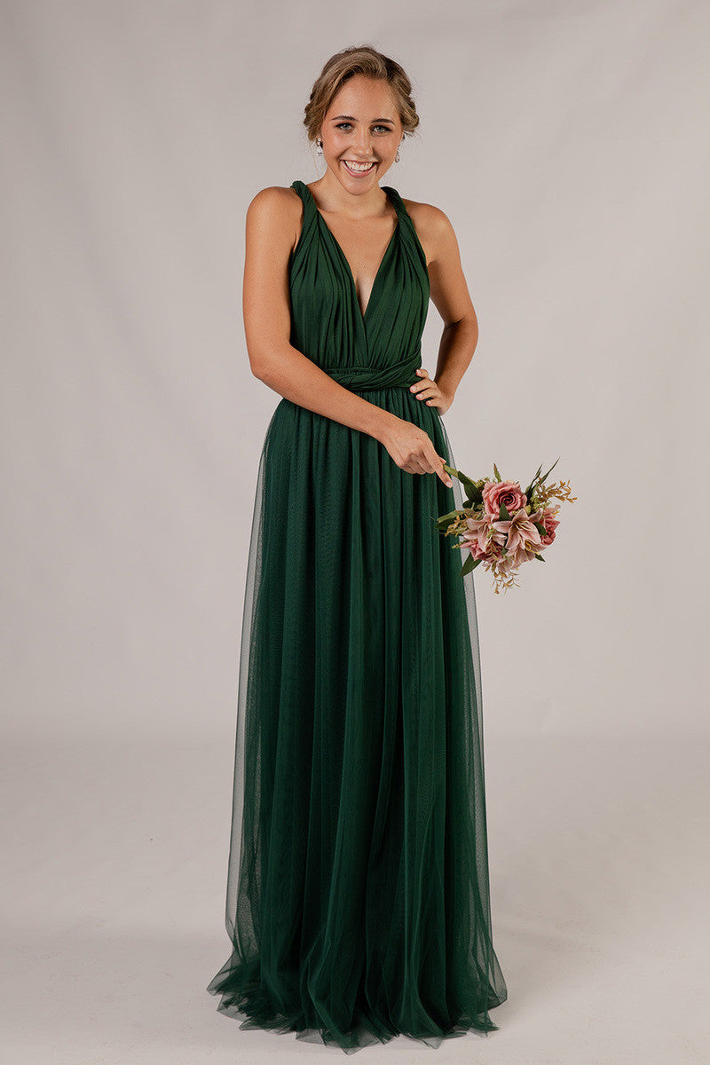 Tulle Overlay Skirt For Classic Multiway Dress in Hunter