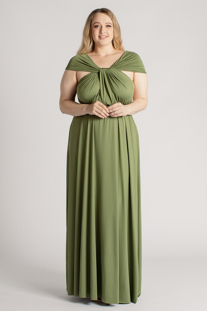 Classic Multiway Infinity Dress in Olive Green - Evening Dresses ...