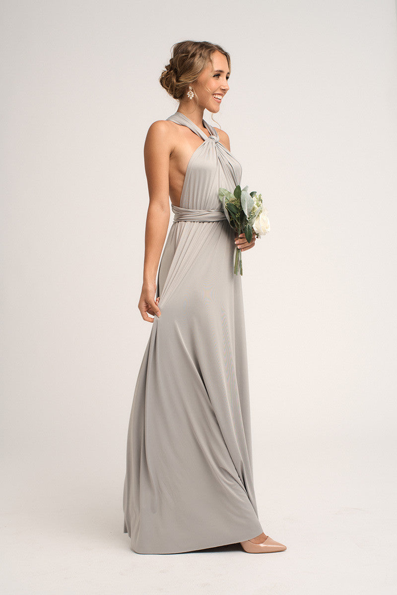 Classic Multiway Infinity Dress in Silver For Sale - Bridesmaids Dresses