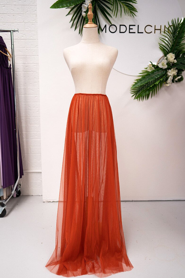 Tulle Overlay Skirt For Classic Multiway Dress in Rust
