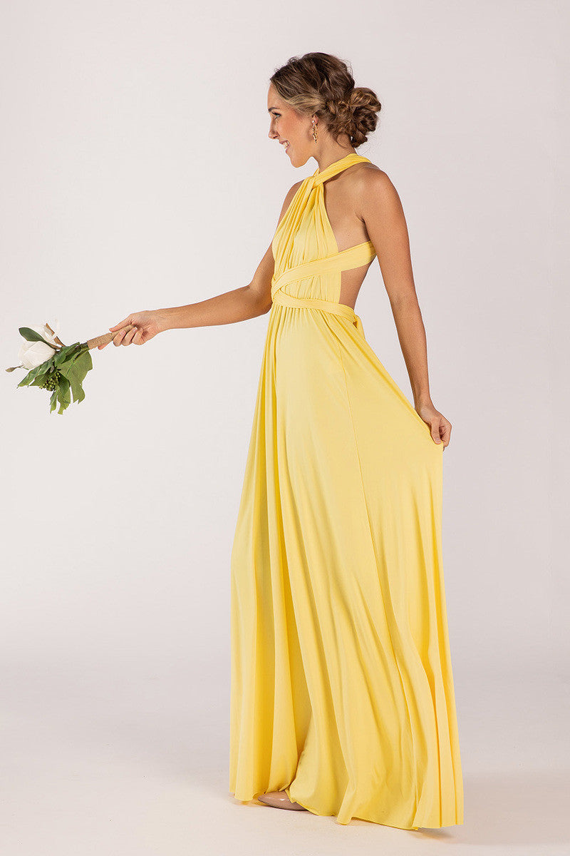 yellow evening dress australia Jasmine - Light yellow formal dress | lace V neckline fitted mermaid lace up S
