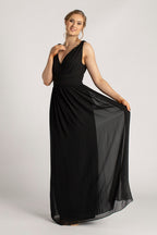 Claudia V Neck Bridesmaid Dress in Black