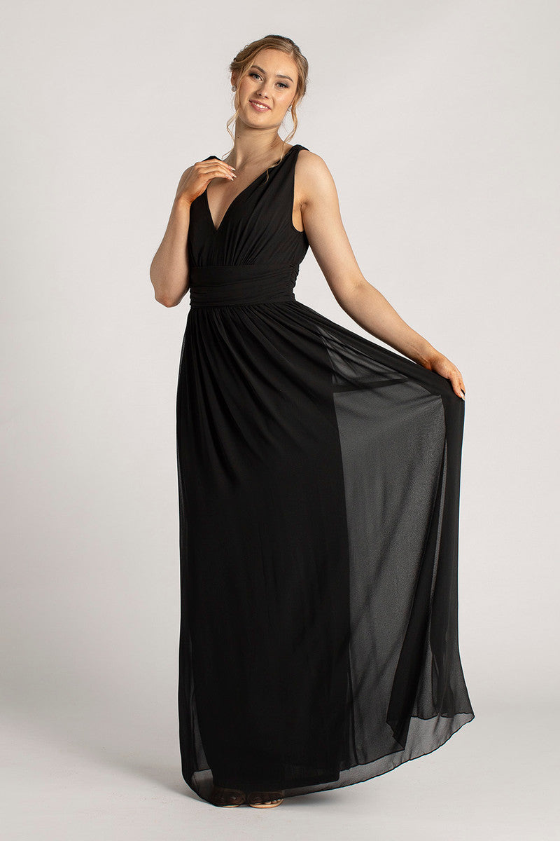 Claudia V Neck Bridesmaid Dress in Black