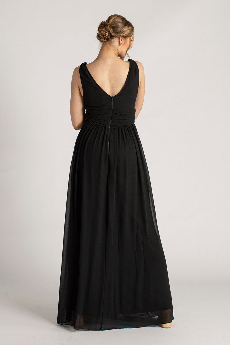 Claudia V Neck Bridesmaid Dress in Black