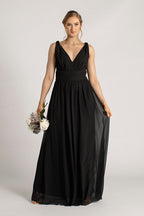 Claudia V Neck Bridesmaid Dress in Black