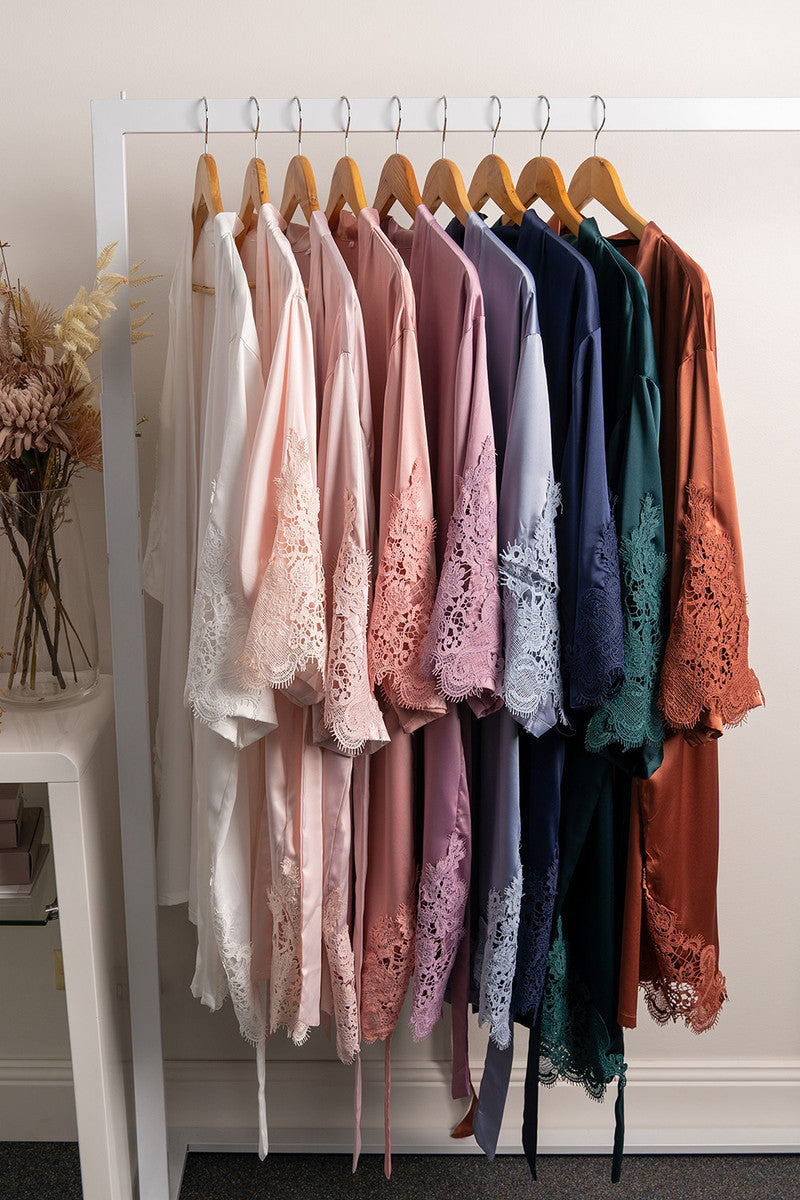 Dahlia Satin Lace Bridesmaid Robe in Copper