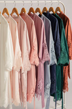 Dahlia Satin Lace Bridesmaid Robe in Blush