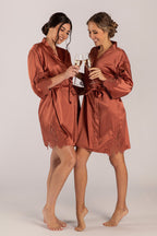 Dahlia Satin Lace Bridesmaid Robe in Copper