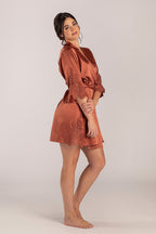 Dahlia Satin Lace Bridesmaid Robe in Copper