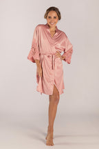 Dahlia Satin Lace Bridesmaid Robe in Dusty Rose