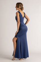 Eloise Sleeveless Split Mermaid Formal Dress in Navy