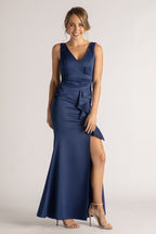 Eloise Sleeveless Split Mermaid Formal Dress in Navy