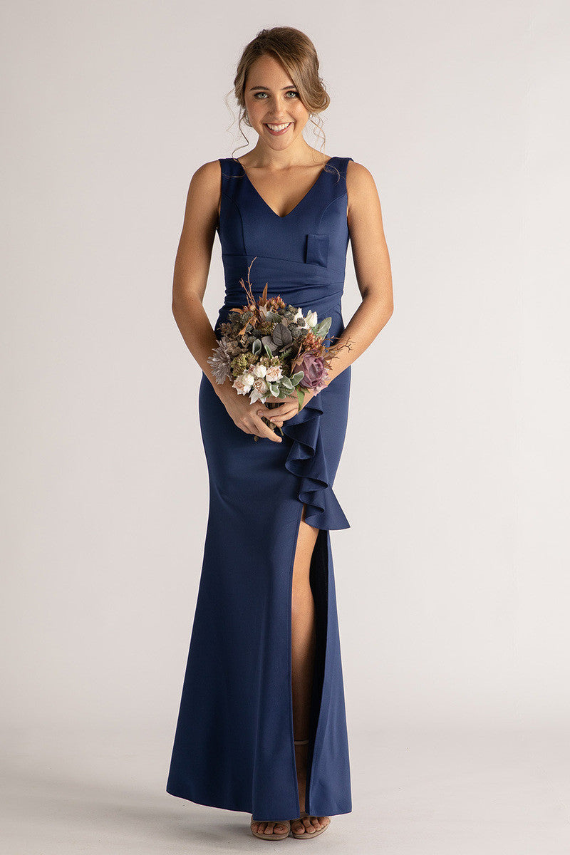 Eloise Sleeveless Split Mermaid Formal Dress in Navy