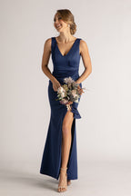 Eloise Sleeveless Split Mermaid Formal Dress in Navy