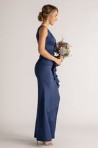 Eloise Sleeveless Split Mermaid Formal Dress in Navy