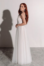 Florence Embellished Tulle Wedding Dress in Champagne Ivory