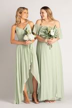 Isabelle Off Shoulder Flowy Bridesmaids Dress in Sage Green