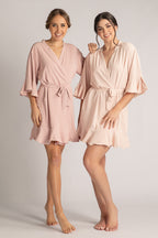 Jasmine Ruffle Bridesmaid Robe in Blush Pink
