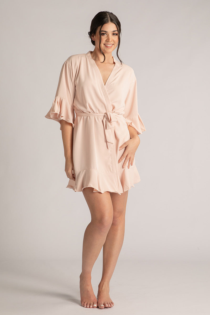 Jasmine Ruffle Bridesmaid Robe in Blush Pink