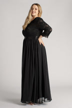 Josephine Lace Sleeved Bridesmaid Dress in Black