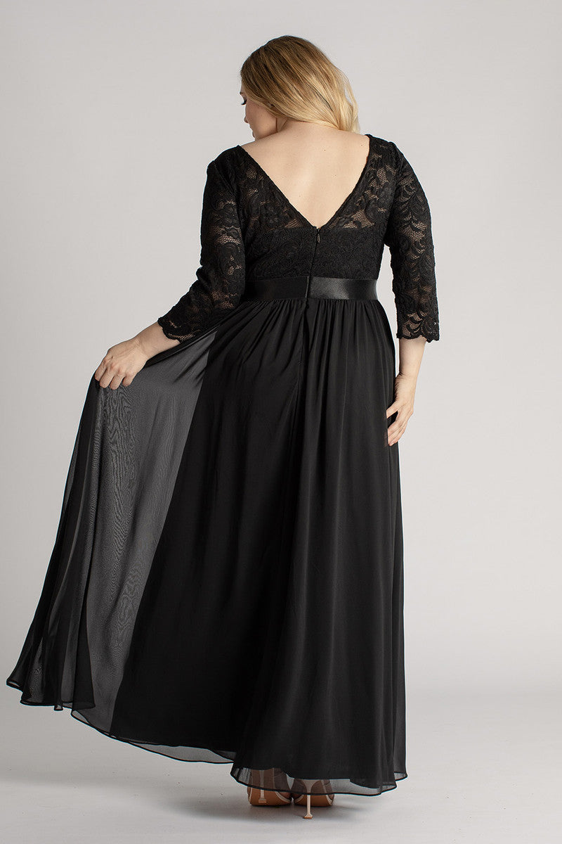 Josephine Lace Sleeved Bridesmaid Dress in Black