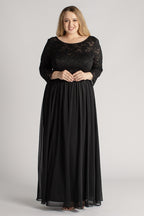 Josephine Lace Sleeved Bridesmaid Dress in Black