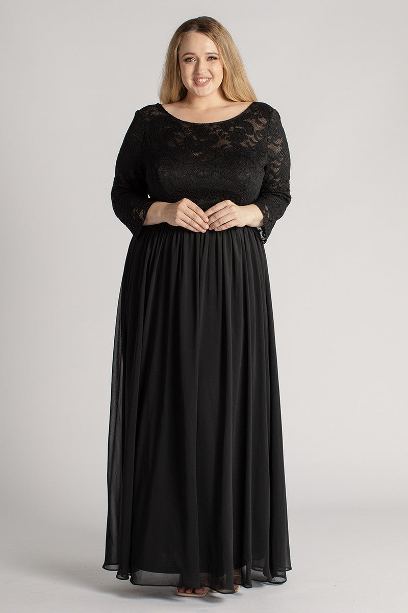 Josephine Lace Sleeved Bridesmaid Dress in Black