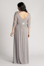 Josephine Lace Sleeved Bridesmaid Dress in Grey