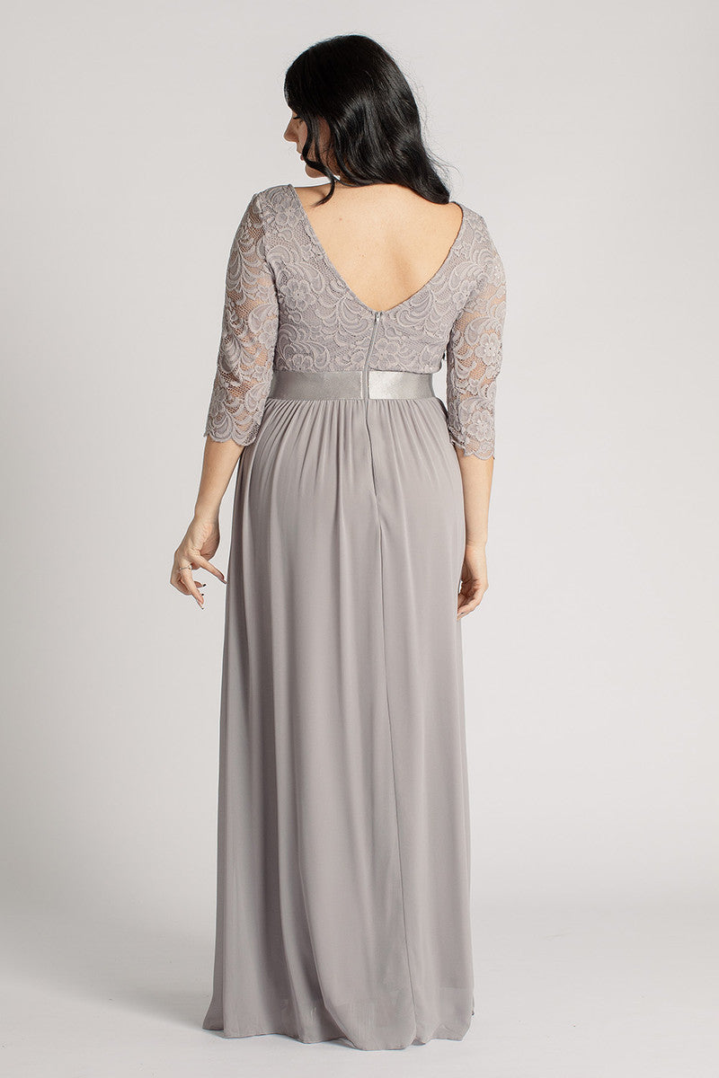 Josephine Lace Sleeved Bridesmaid Dress in Grey
