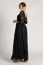 Josephine Lace Sleeved Bridesmaid Dress in Black