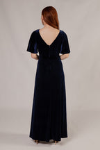 Karla Velvet V Neck Bridesmaid Dress in Navy