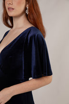 Karla Velvet V Neck Bridesmaid Dress in Navy