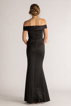 Lauren Off Shoulder Formal Bridesmaids Dress in Black