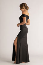 Lauren Off Shoulder Formal Bridesmaids Dress in Black