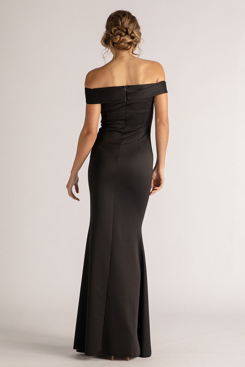 Lauren Off Shoulder Formal Bridesmaids Dress in Black