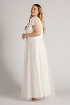 Louise Lace Sleeved Boho Wedding Dress in white