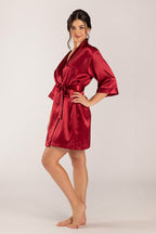 Luna Satin Bridesmaid Robe in Burgundy