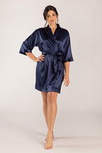Luna Satin Bridesmaid Robe in Navy