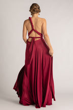 Luxe Satin Ballgown Multiway Infinity Dress in Burgundy
