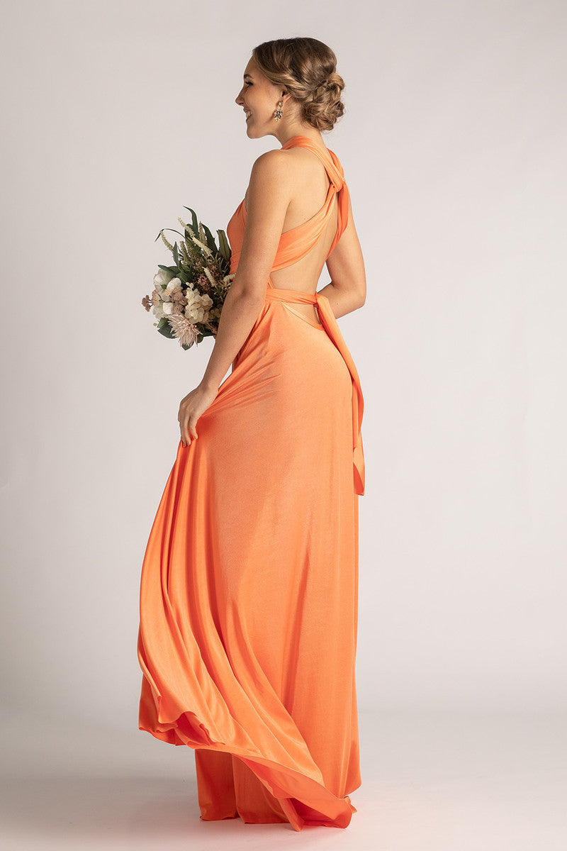 Luxe Satin Ballgown Multiway Infinity Dress in Coral
