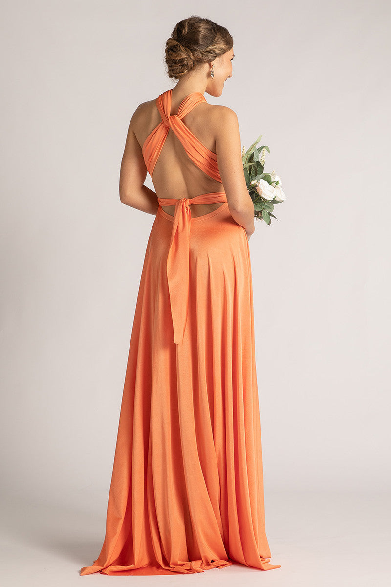 Luxe Satin Ballgown Multiway Infinity Dress in Coral