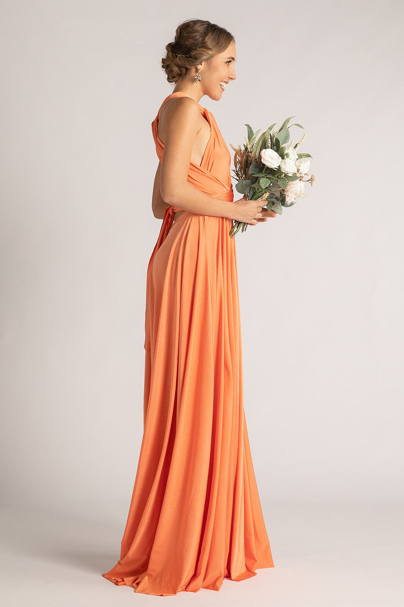 Luxe Satin Ballgown Multiway Infinity Dress in Coral