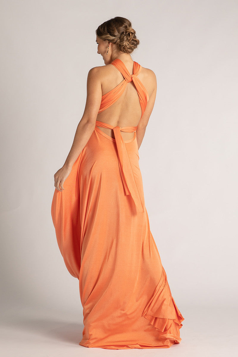 Luxe Satin Ballgown Multiway Infinity Dress in Coral