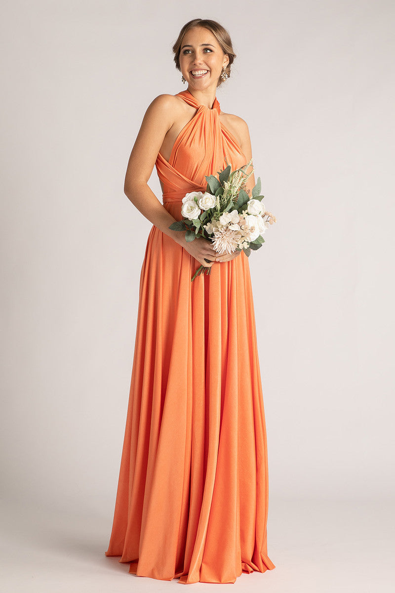 Luxe Satin Ballgown Multiway Infinity Dress in Coral