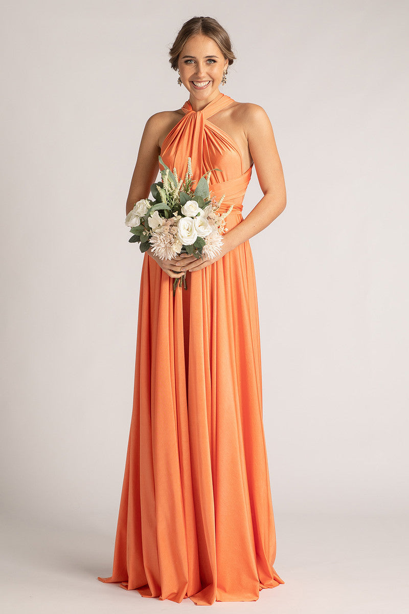 Luxe Satin Ballgown Multiway Infinity Dress in Coral
