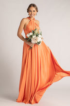Luxe Satin Ballgown Multiway Infinity Dress in Coral